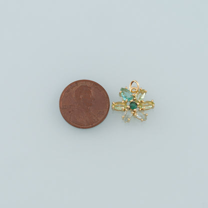 Gold Flower Charms,18K Gold Filled Flower Pendant,CZ Micro Pave Flower Charm Bracelet Necklace for DIY Jewelry Making Supply