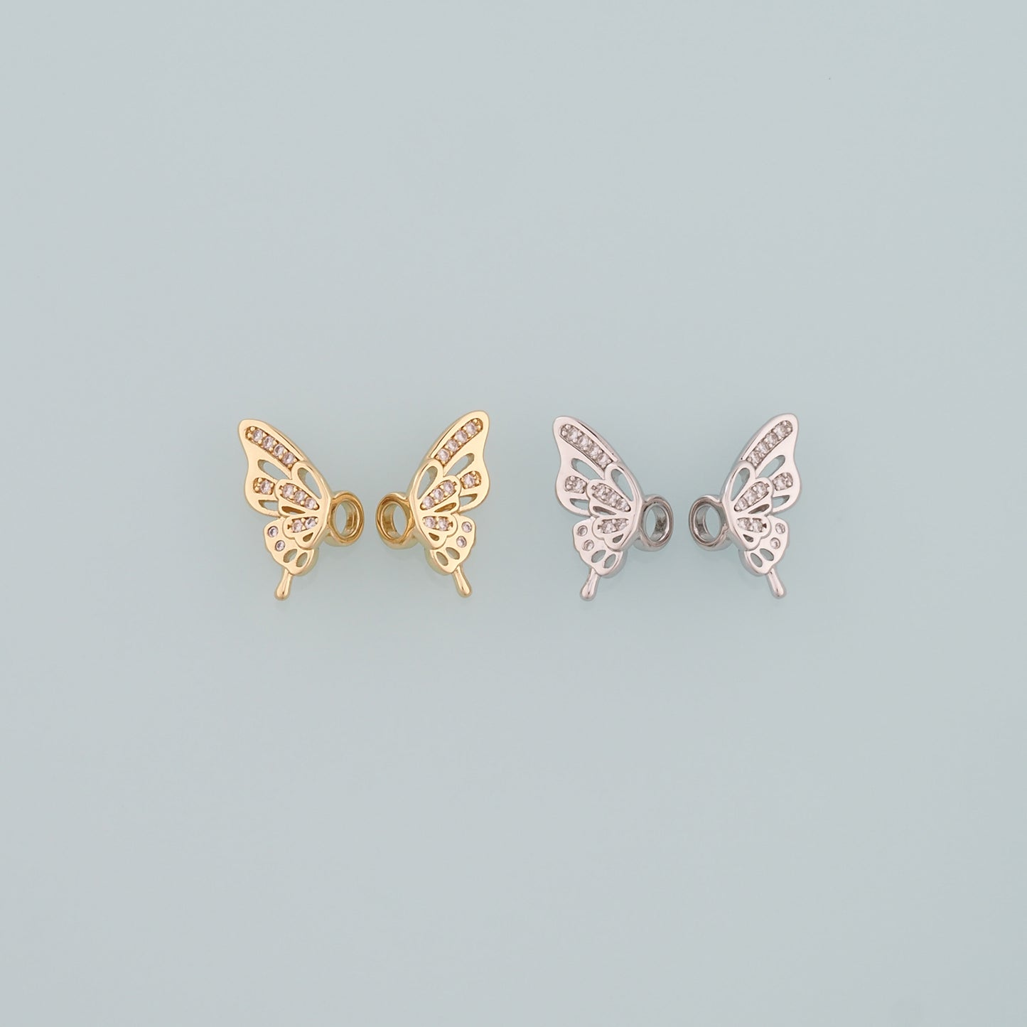 18K Gold Filled Butterfly Pendant,CZ Micro Pave Butterfly Charm Bracelet Necklace for DIY Jewelry Making Supply