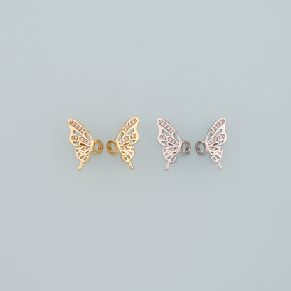18K Gold Filled Butterfly Pendant,CZ Micro Pave Butterfly Charm Bracelet Necklace for DIY Jewelry Making Supply