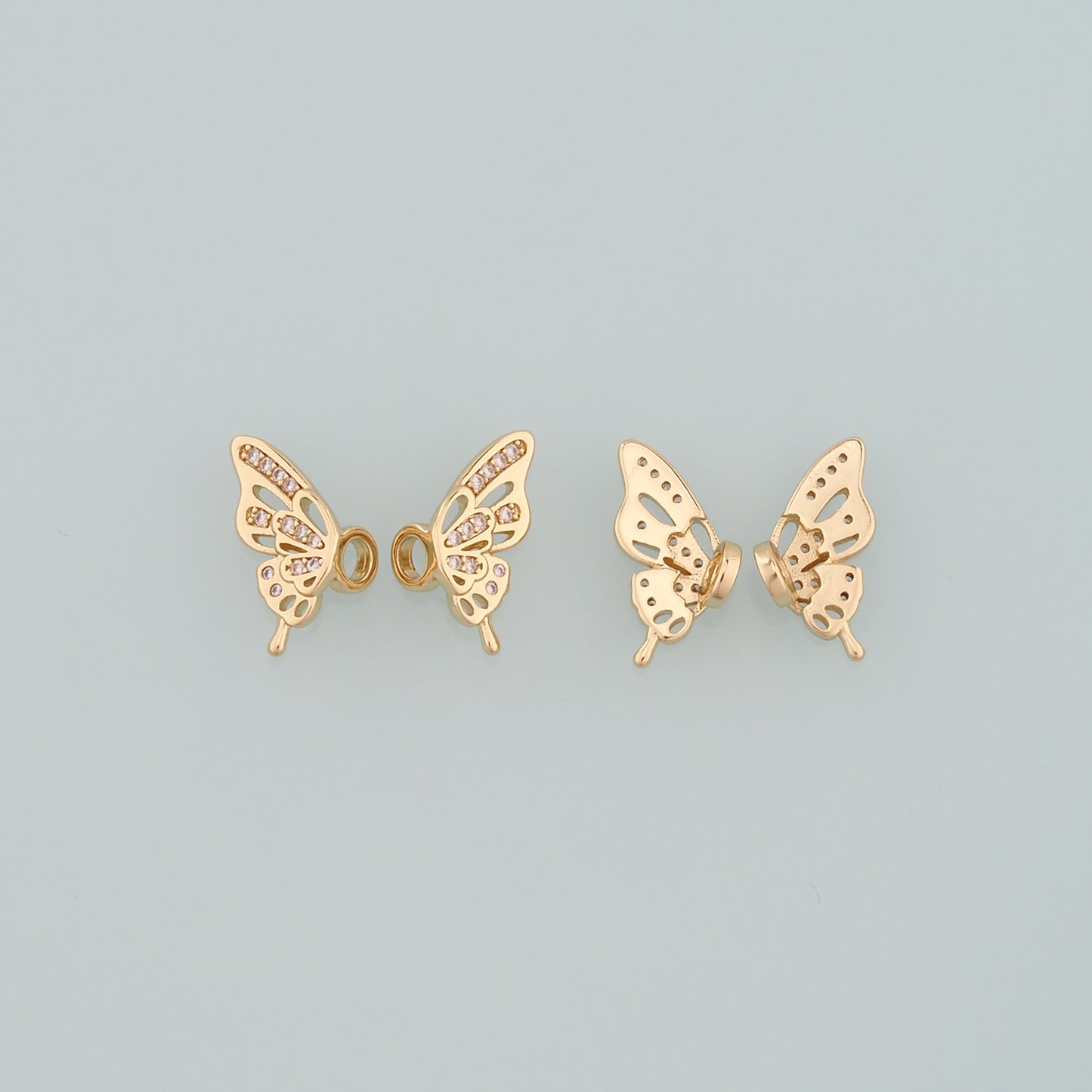 18K Gold Filled Butterfly Pendant,CZ Micro Pave Butterfly Charm Bracelet Necklace for DIY Jewelry Making Supply