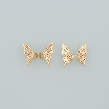 18K Gold Filled Butterfly Pendant,CZ Micro Pave Butterfly Charm Bracelet Necklace for DIY Jewelry Making Supply