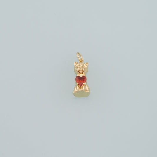 Gold Cat Charms,18K Gold Filled Cat Pendant,Heart Cat Charm Bracelet Necklace for DIY Jewelry Making Supply