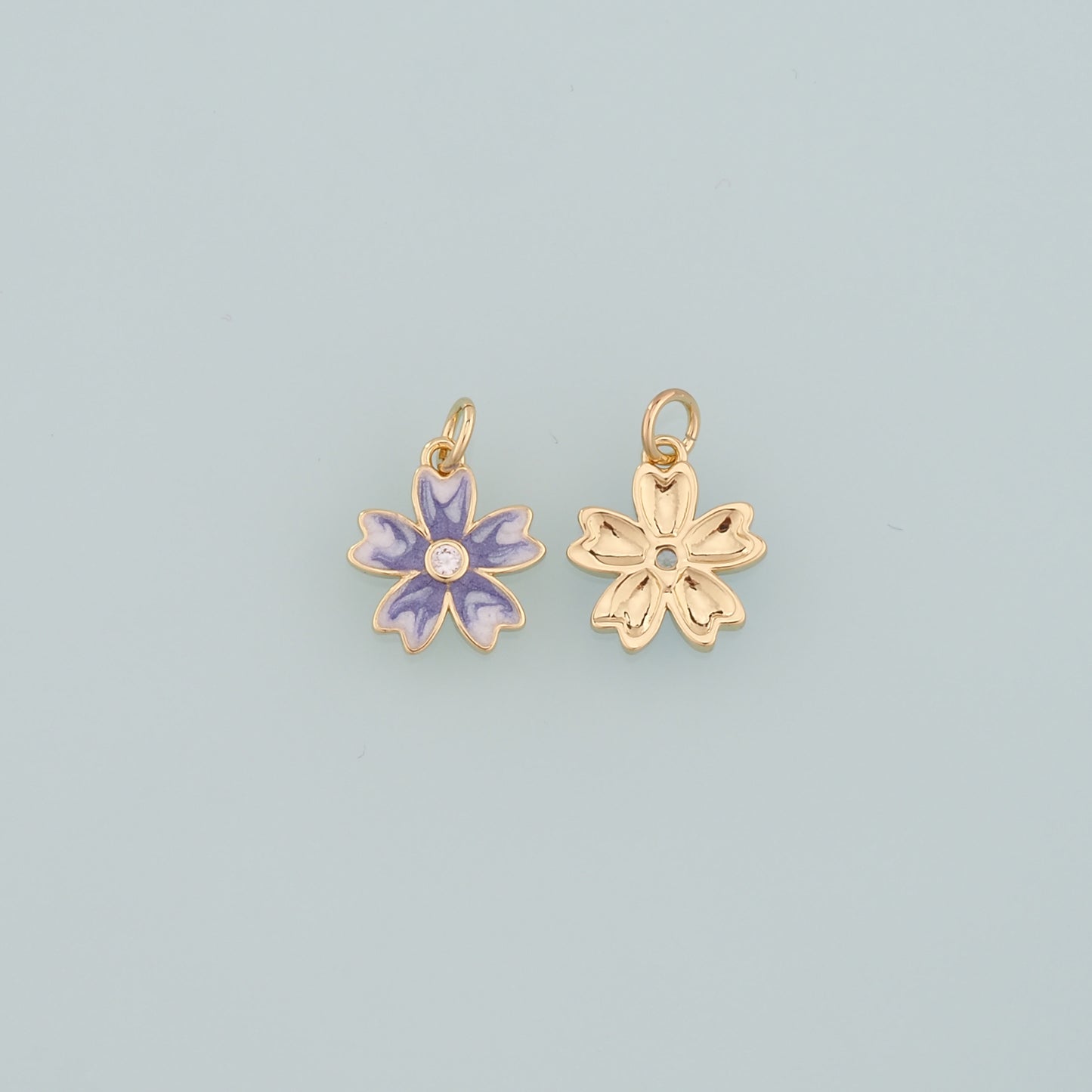 Gold Flower Charms,18K Gold Filled Flower Pendant,Enamel Flower Charm Bracelet Necklace for DIY Jewelry Making Supply