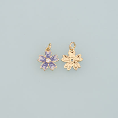 Gold Flower Charms,18K Gold Filled Flower Pendant,Enamel Flower Charm Bracelet Necklace for DIY Jewelry Making Supply