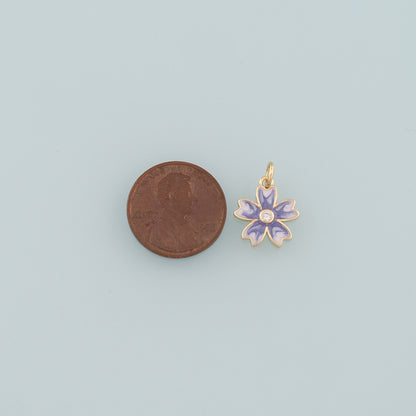 Gold Flower Charms,18K Gold Filled Flower Pendant,Enamel Flower Charm Bracelet Necklace for DIY Jewelry Making Supply