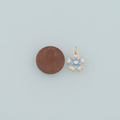 Gold Flower Charms,18K Gold Filled Flower Pendant,Enamel Flower Charm Bracelet Necklace for DIY Jewelry Making Supply