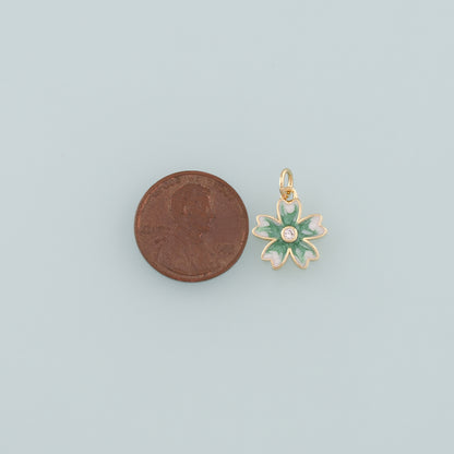Gold Flower Charms,18K Gold Filled Flower Pendant,Enamel Flower Charm Bracelet Necklace for DIY Jewelry Making Supply
