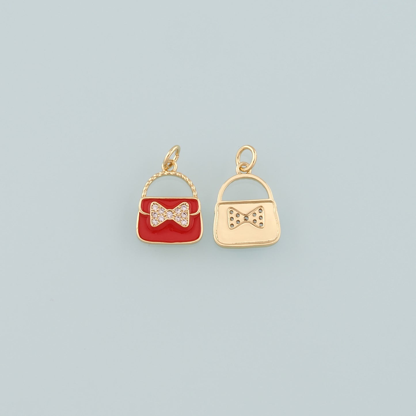 Gold Bag Charms,18K Gold Filled Handbag Pendant,Enamel Handbag Charm Bracelet Necklace for DIY Jewelry Making Supply
