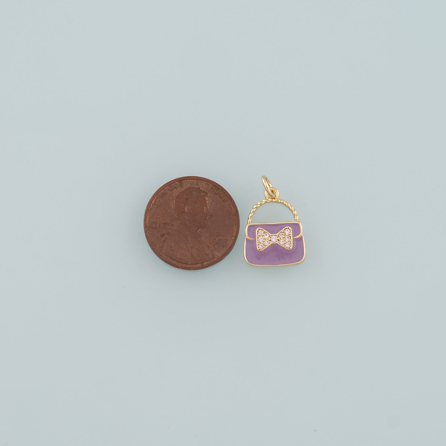 Gold Bag Charms,18K Gold Filled Handbag Pendant,Enamel Handbag Charm Bracelet Necklace for DIY Jewelry Making Supply