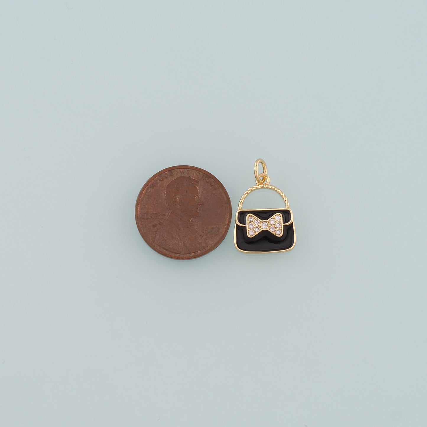 Gold Bag Charms,18K Gold Filled Handbag Pendant,Enamel Handbag Charm Bracelet Necklace for DIY Jewelry Making Supply