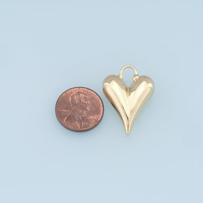 Gold Heart Charms,18K Gold Filled Heart Pendant,Heart Charm Bracelet Necklace for DIY Jewelry Making Supply