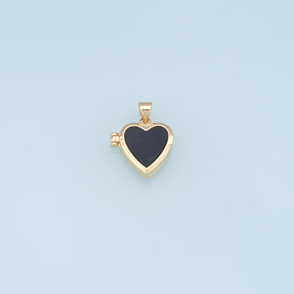Gold Heart Charms,18K Gold Filled Heart Pendant,Black Heart Charm Bracelet Necklace for DIY Jewelry Making Supply