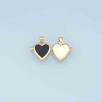 Gold Heart Charms,18K Gold Filled Heart Pendant,Black Heart Charm Bracelet Necklace for DIY Jewelry Making Supply