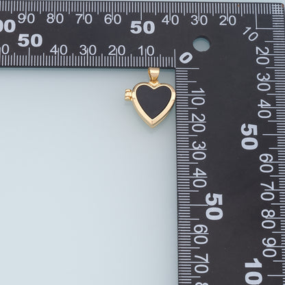 Gold Heart Charms,18K Gold Filled Heart Pendant,Black Heart Charm Bracelet Necklace for DIY Jewelry Making Supply