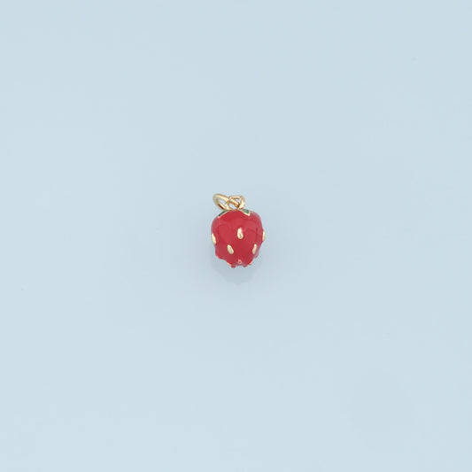 Gold strawberry Charms,18K Gold Filled Enamel strawberry Pendant,Fruit Charm Bracelet Necklace for DIY Jewelry Making Supply
