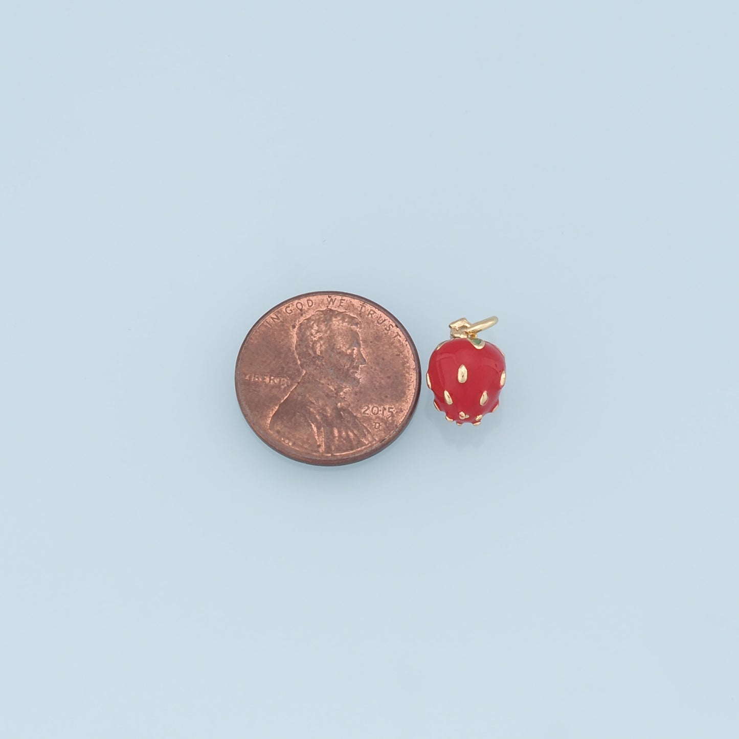 Gold strawberry Charms,18K Gold Filled Enamel strawberry Pendant,Fruit Charm Bracelet Necklace for DIY Jewelry Making Supply