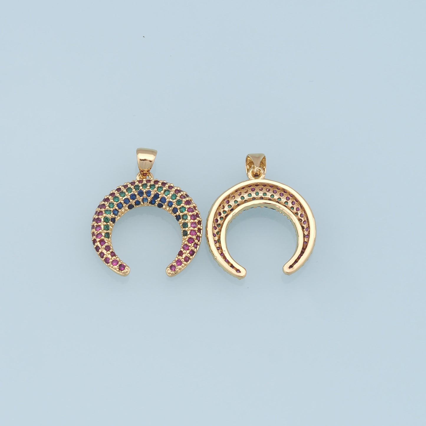 Gold Moon Charms,18K Gold Filled Moon Pendant,CZ Micro Pave Star Charm Bracelet Necklace for DIY Jewelry Making Supply