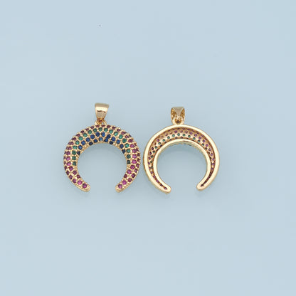 Gold Moon Charms,18K Gold Filled Moon Pendant,CZ Micro Pave Star Charm Bracelet Necklace for DIY Jewelry Making Supply