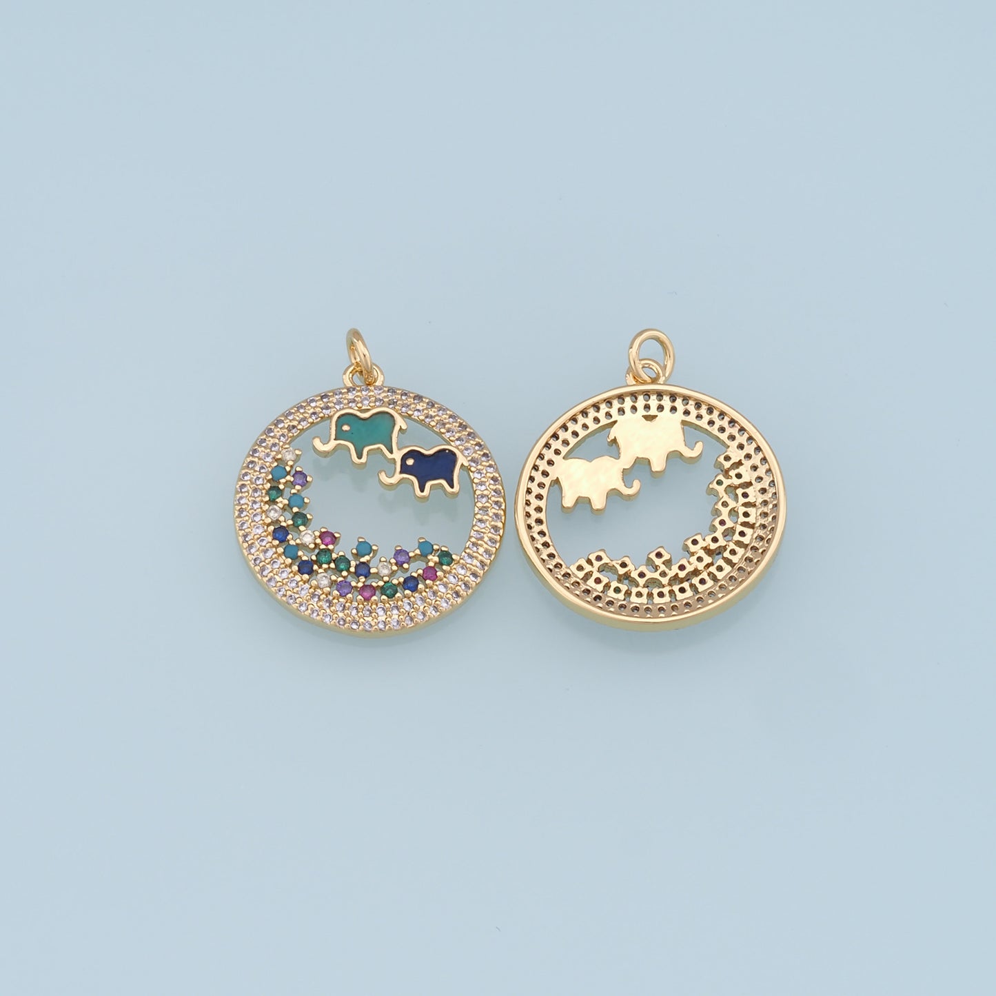 Gold Elephant Charms,18K Gold Filled CZ Elephant Pendant,Elephant Charm Bracelet Necklace for DIY Jewelry Making Supply