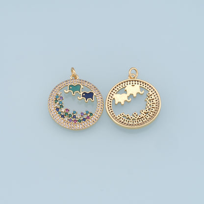 Gold Elephant Charms,18K Gold Filled CZ Elephant Pendant,Elephant Charm Bracelet Necklace for DIY Jewelry Making Supply