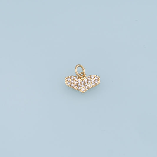 Gold Heart Charms,18K Gold Filled CZ Heart Pendant,Heart Charm Bracelet Necklace for DIY Jewelry Making Supply