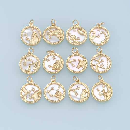 18K Gold Filled Zodiac Constellation Charms,Zodiac Symbol,Horoscope Charm,Gold Astrological Zodiac Sign Minimalist Jewelry