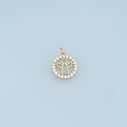 Gold Angel Charms,18K Gold Filled CZ Angel Pendant,Angel Charm Bracelet Necklace for DIY Jewelry Making Supply