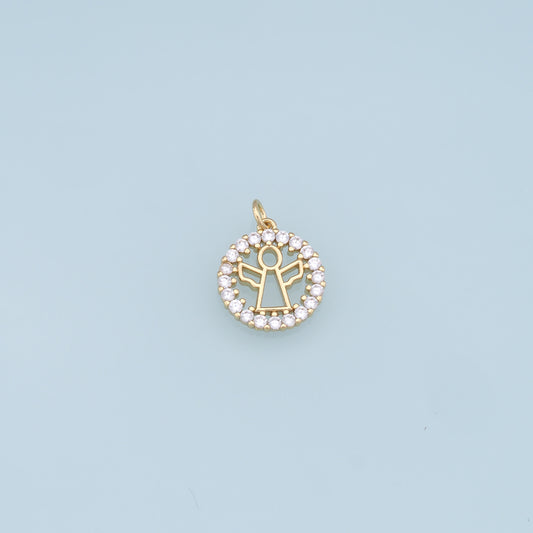 Gold Angel Charms,18K Gold Filled CZ Angel Pendant,Angel Charm Bracelet Necklace for DIY Jewelry Making Supply