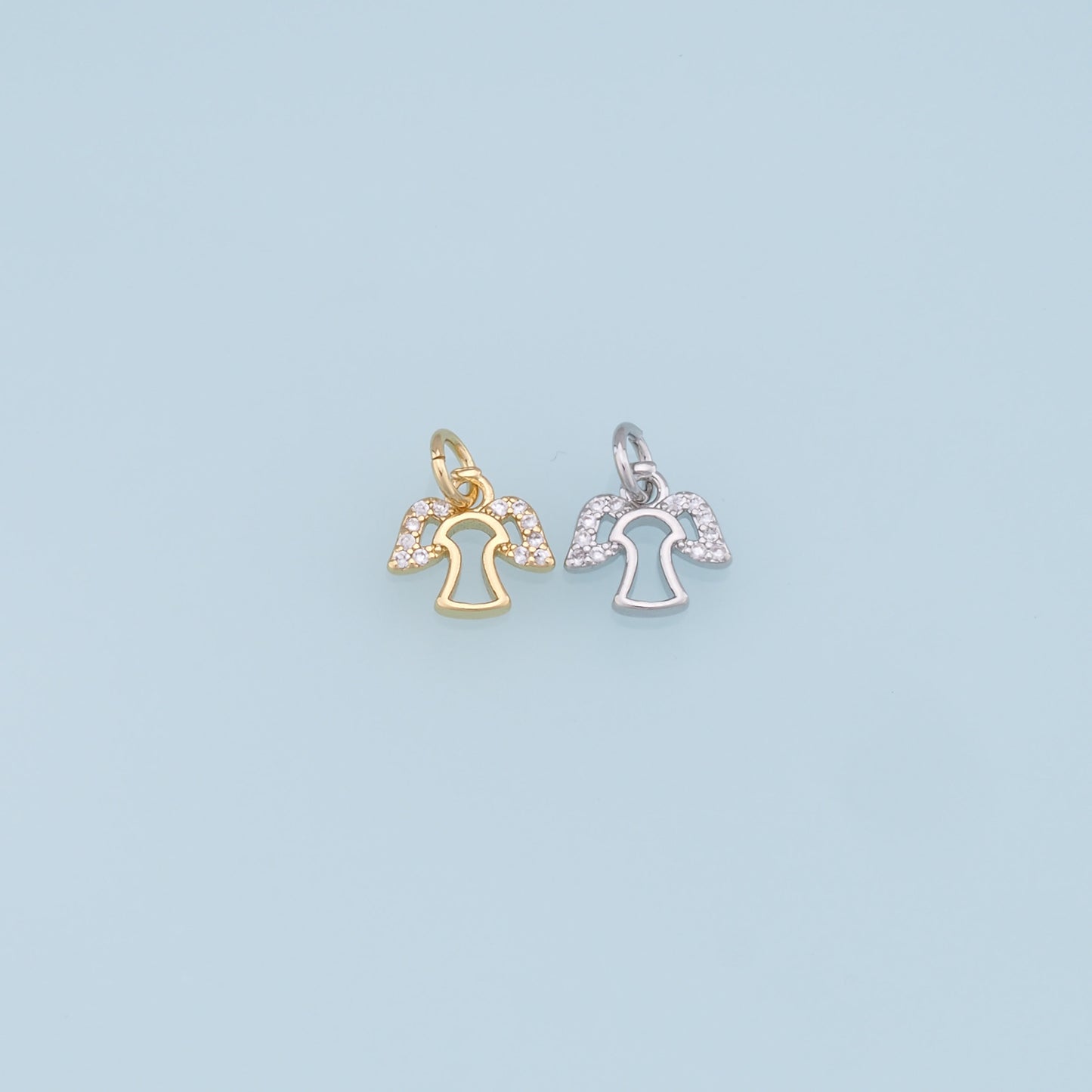 Gold Angel Charms,18K Gold Filled CZ Angel Pendant,Angel Charm Bracelet Necklace for DIY Jewelry Making Supply