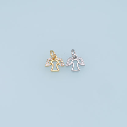 Gold Angel Charms,18K Gold Filled CZ Angel Pendant,Angel Charm Bracelet Necklace for DIY Jewelry Making Supply