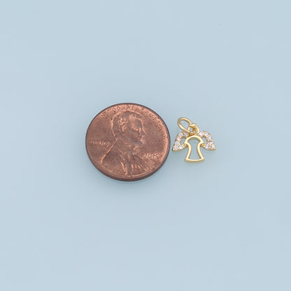 Gold Angel Charms,18K Gold Filled CZ Angel Pendant,Angel Charm Bracelet Necklace for DIY Jewelry Making Supply