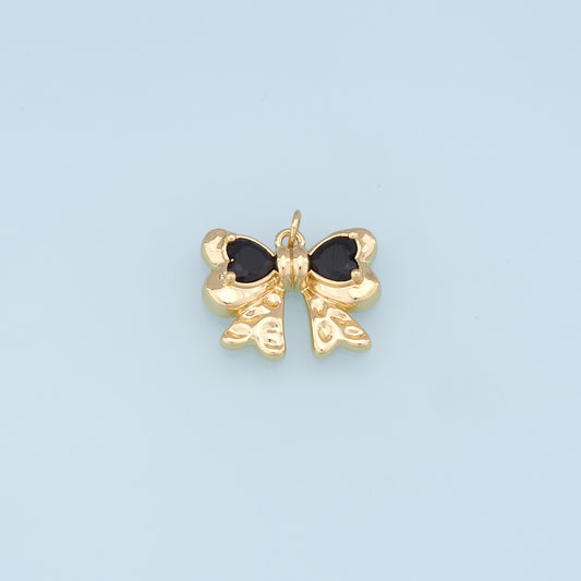 Gold Bow Charms,18K Gold Filled Bow Pendant,bow tie Charm Bracelet Necklace for DIY Jewelry Making Supply