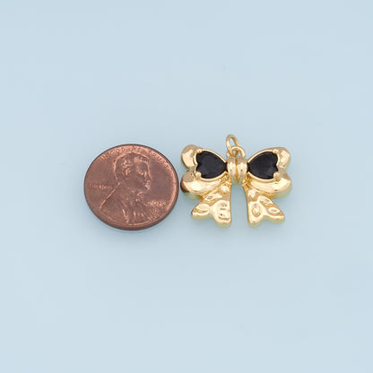 Gold Bow Charms,18K Gold Filled Bow Pendant,bow tie Charm Bracelet Necklace for DIY Jewelry Making Supply