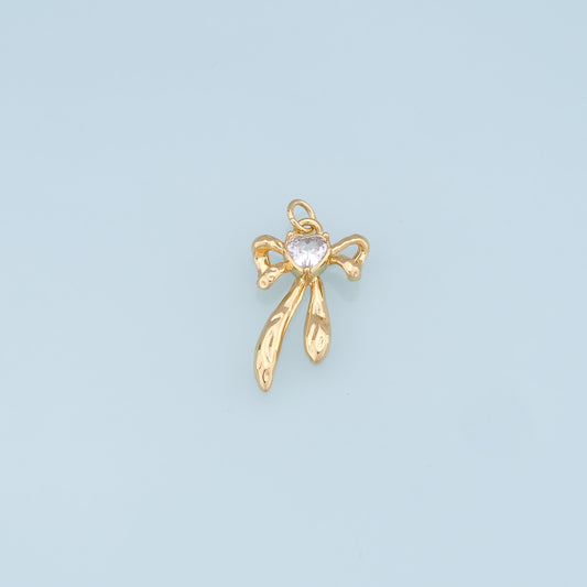 Gold Bow Charms,18K Gold Filled Bow Pendant,bow tie Charm Bracelet Necklace for DIY Jewelry Making Supply