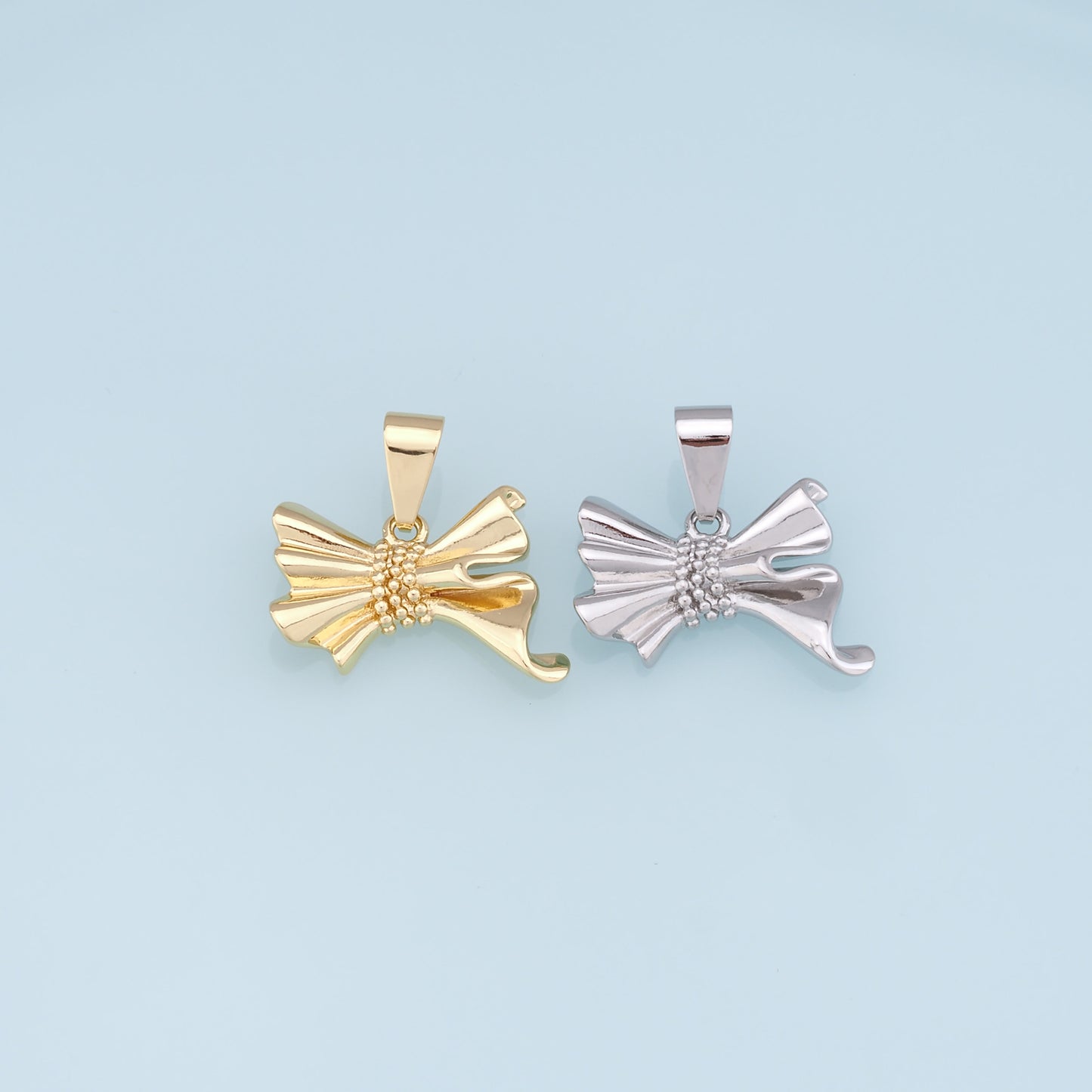 Gold Bow Charms,18K Gold Filled Bow Pendant,bow tie Charm Bracelet Necklace for DIY Jewelry Making Supply