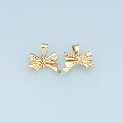 Gold Bow Charms,18K Gold Filled Bow Pendant,bow tie Charm Bracelet Necklace for DIY Jewelry Making Supply