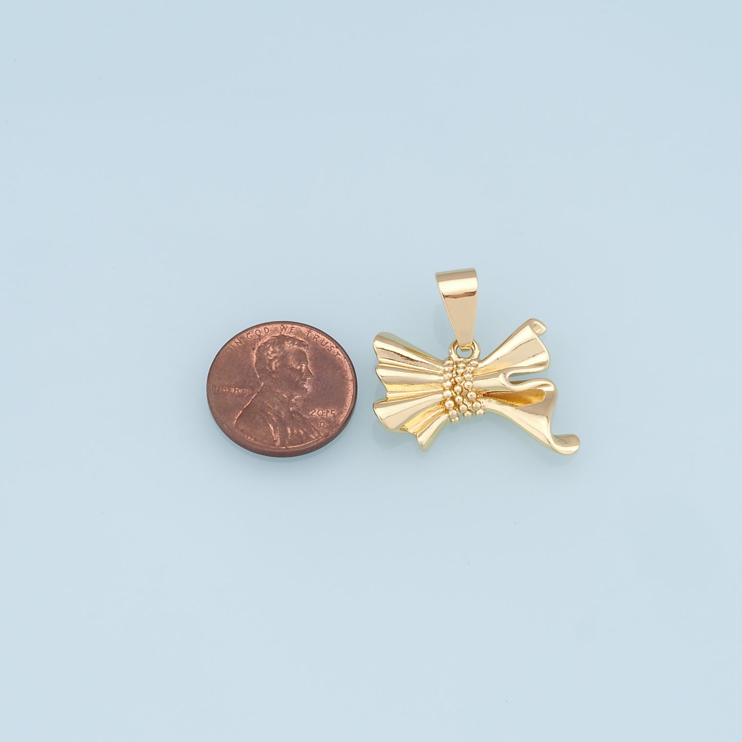 Gold Bow Charms,18K Gold Filled Bow Pendant,bow tie Charm Bracelet Necklace for DIY Jewelry Making Supply