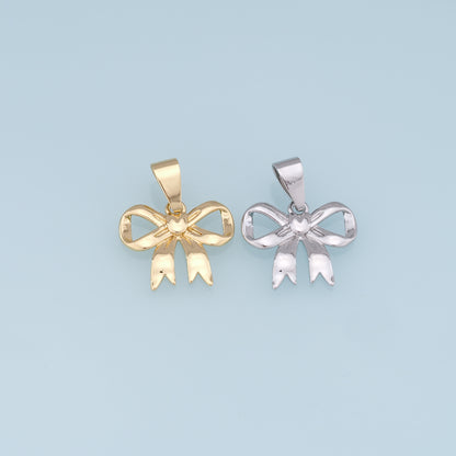 Gold Bow Charms,18K Gold Filled Bow Pendant,bow tie Charm Bracelet Necklace for DIY Jewelry Making Supply