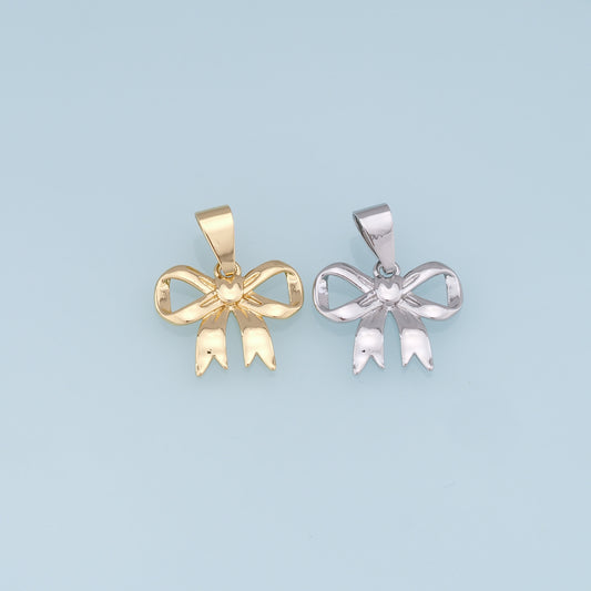 Gold Bow Charms,18K Gold Filled Bow Pendant,bow tie Charm Bracelet Necklace for DIY Jewelry Making Supply