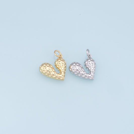 Gold Heart Charms,18K Gold Filled Heart Pendant,Heart Charm Bracelet Necklace for DIY Jewelry Making Supply