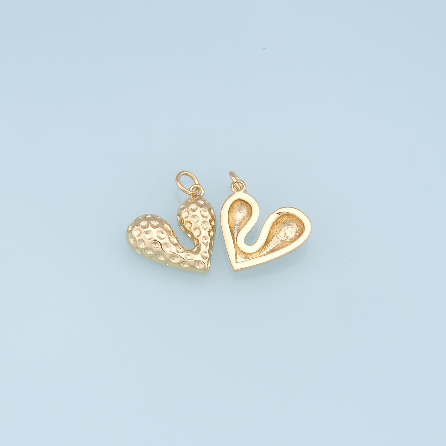 Gold Heart Charms,18K Gold Filled Heart Pendant,Heart Charm Bracelet Necklace for DIY Jewelry Making Supply