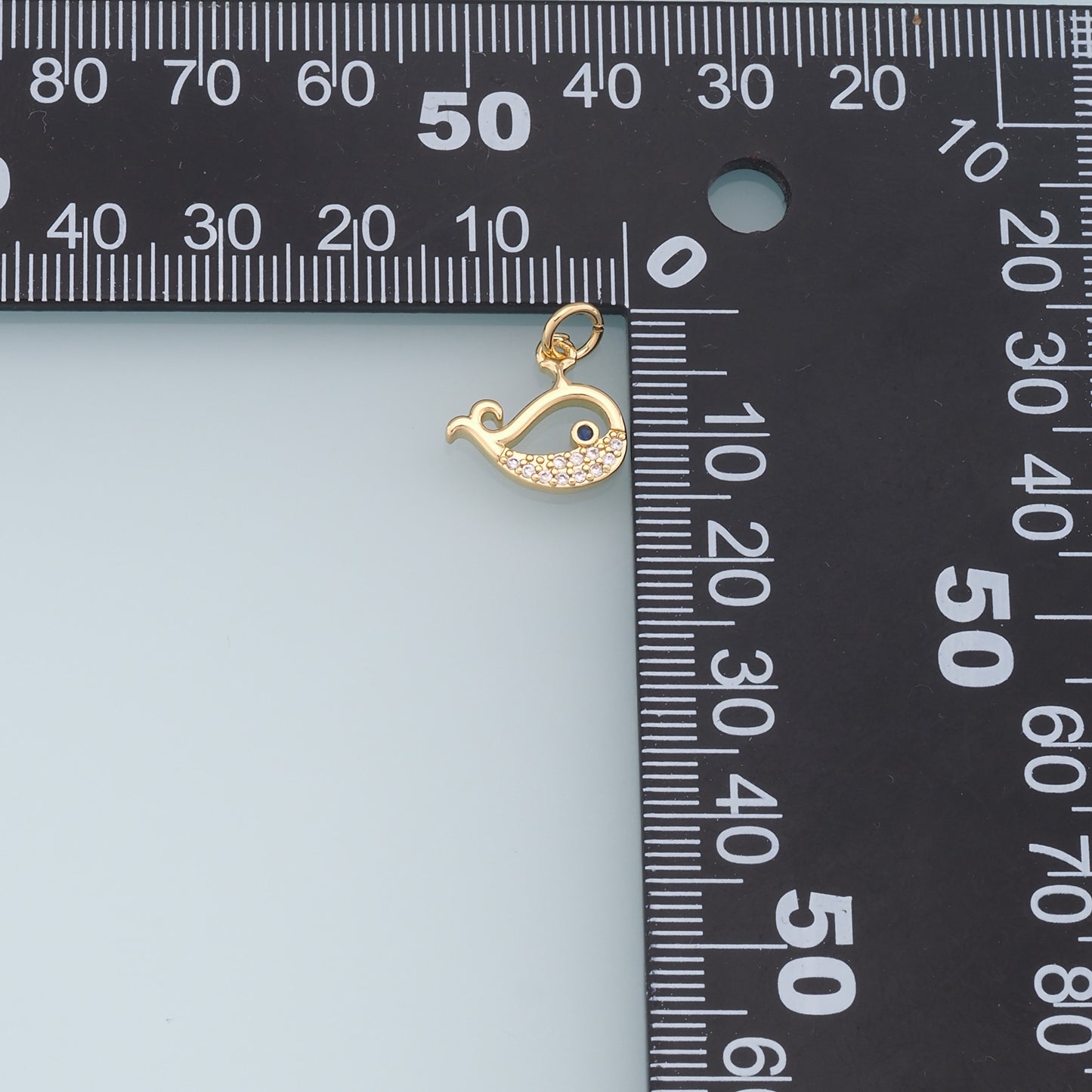 Gold Whale Charms,18K Gold Filled Whale Pendant,CZ Micro Pave Whale Charm Bracelet Necklace for DIY Jewelry Making Supply