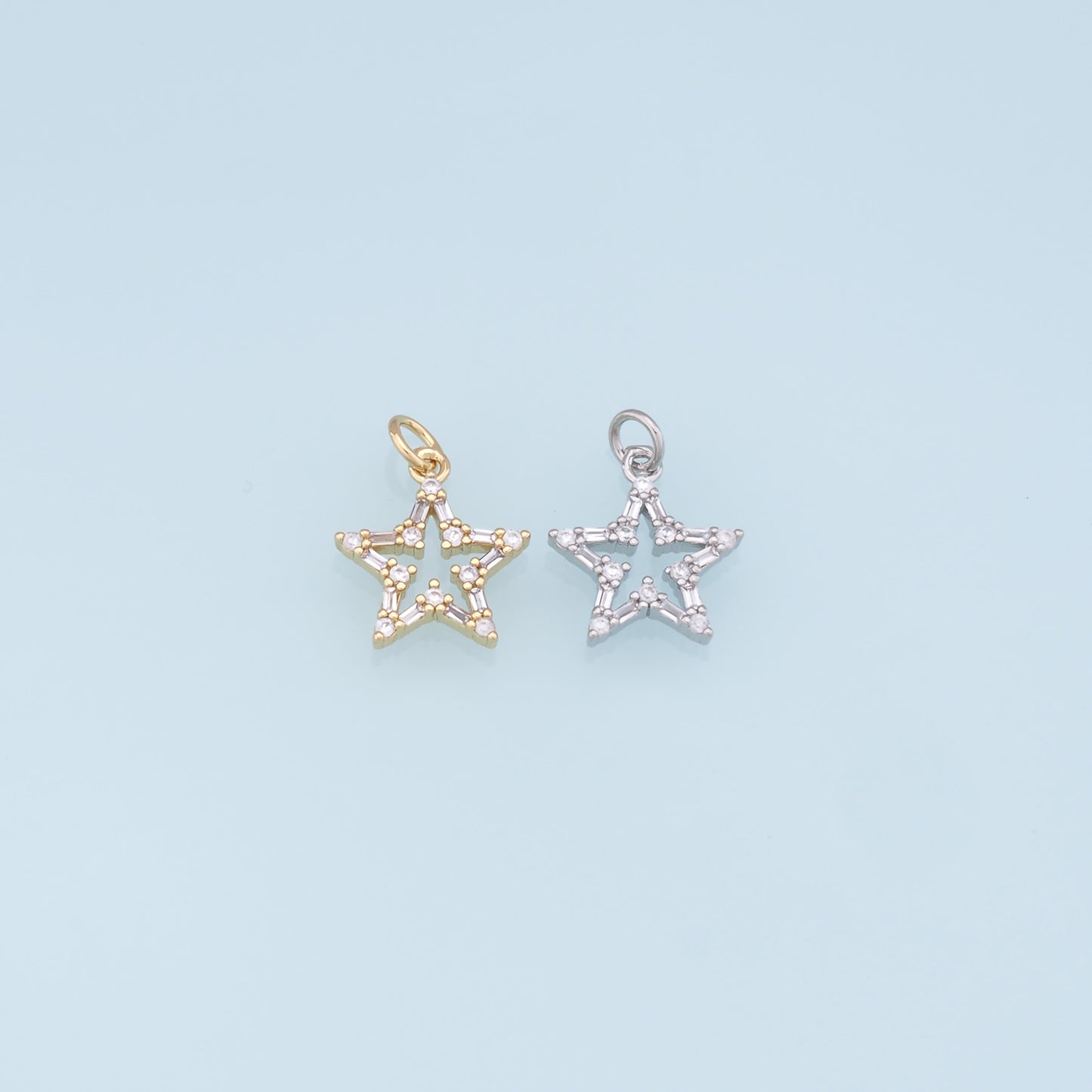 18K Gold Filled Star Pendant,CZ Micro Pave Star Charm Bracelet Necklace for DIY Jewelry Making Supply