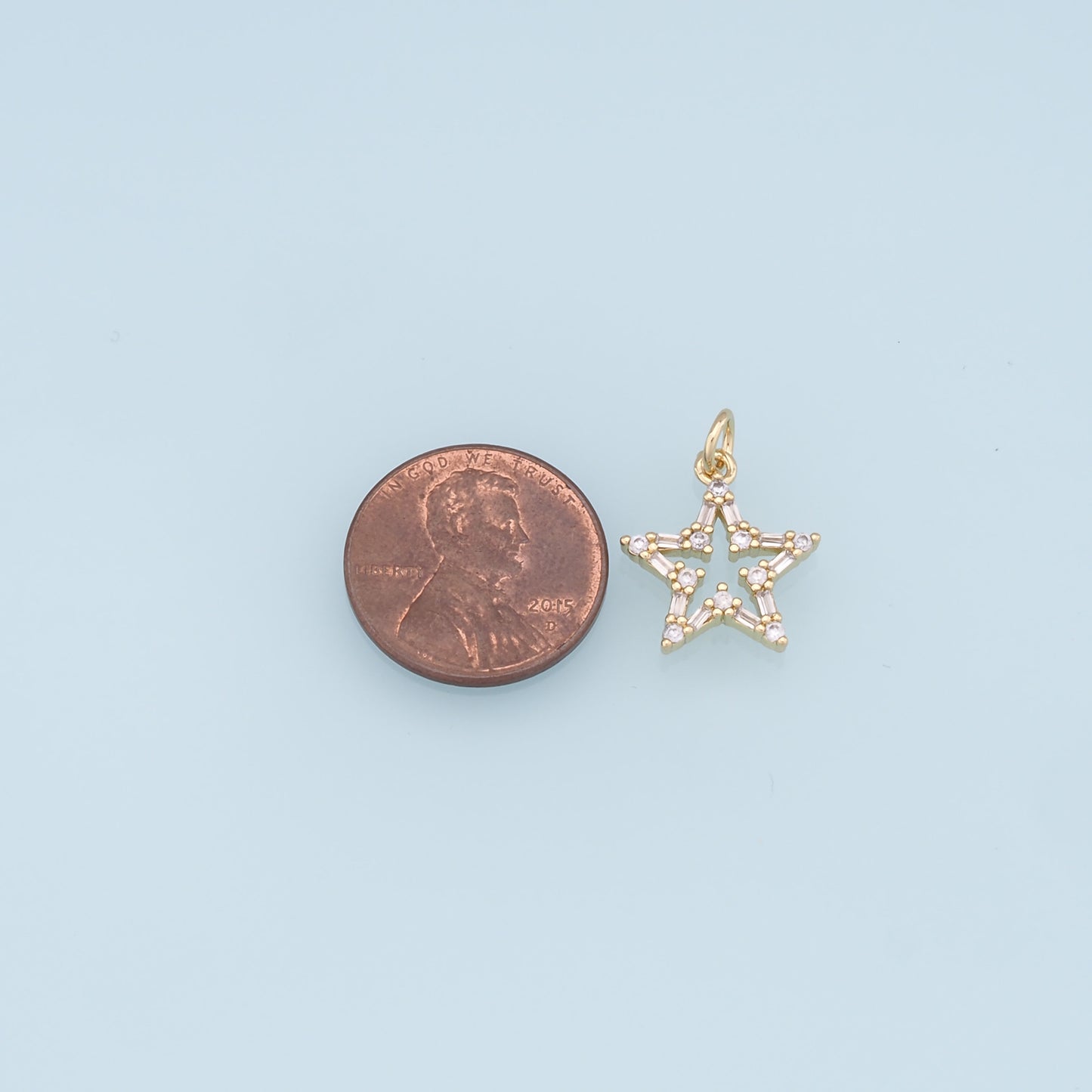 18K Gold Filled Star Pendant,CZ Micro Pave Star Charm Bracelet Necklace for DIY Jewelry Making Supply