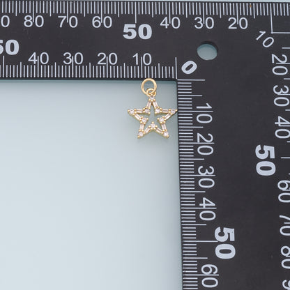 18K Gold Filled Star Pendant,CZ Micro Pave Star Charm Bracelet Necklace for DIY Jewelry Making Supply