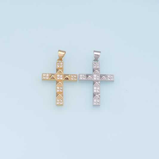 18K Gold Filled Cross Pendant,Cross Charm Bracelet Necklace for DIY Jewelry Making Supply