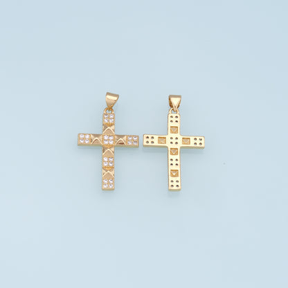 18K Gold Filled Cross Pendant,Cross Charm Bracelet Necklace for DIY Jewelry Making Supply