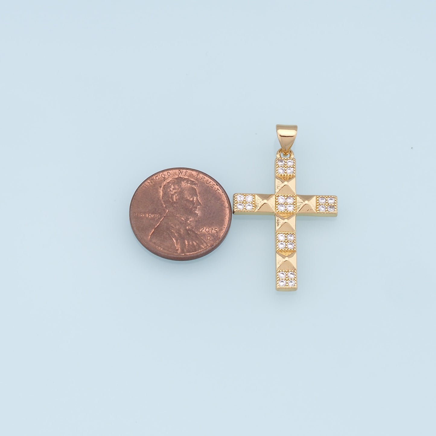 18K Gold Filled Cross Pendant,Cross Charm Bracelet Necklace for DIY Jewelry Making Supply