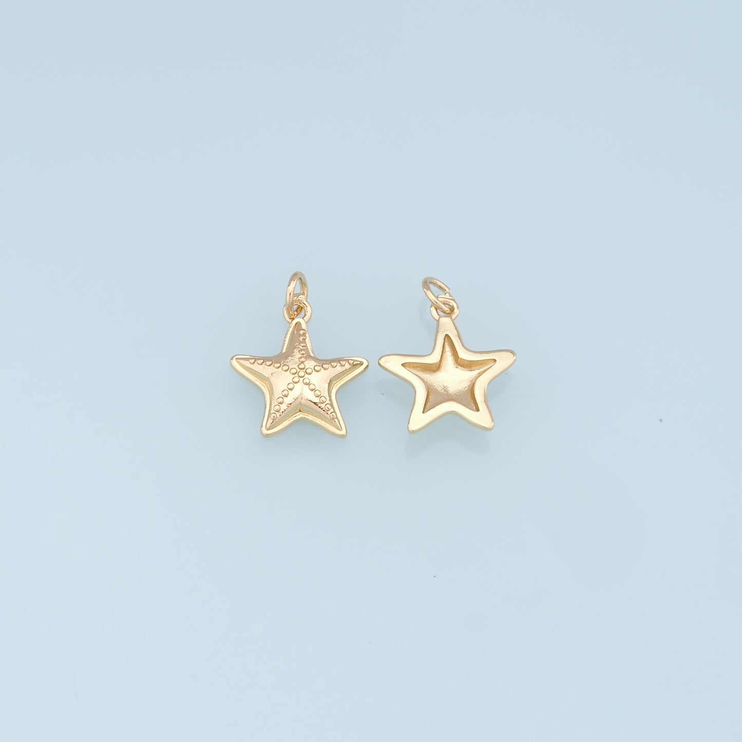 Gold Starfish Charms,18K Gold Filled Sea star Pendant,Starfish Charm Bracelet Necklace for DIY Jewelry Making Supply