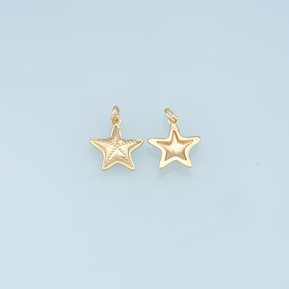 Gold Starfish Charms,18K Gold Filled Sea star Pendant,Starfish Charm Bracelet Necklace for DIY Jewelry Making Supply